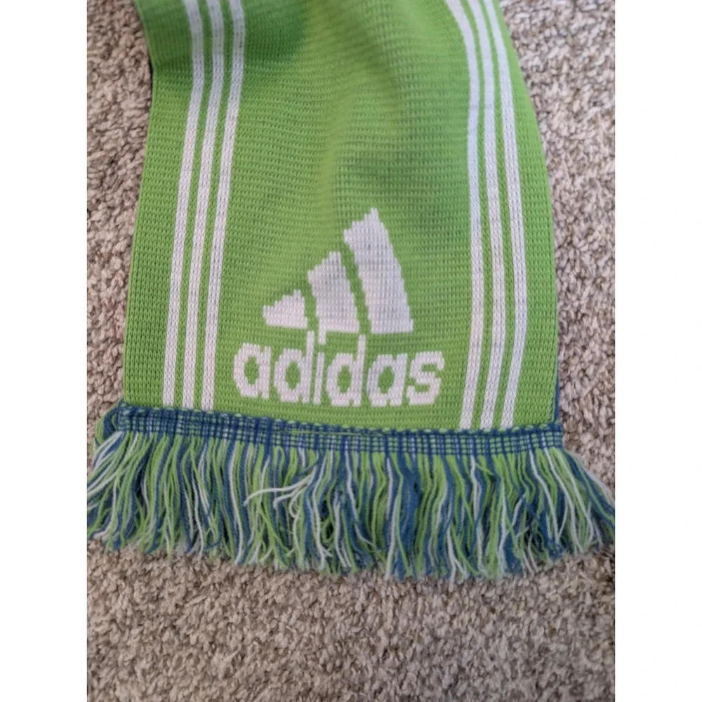 Seattle Sounders FC Soccer Club Knit Scarf Adidas Green And Blue Double Sided